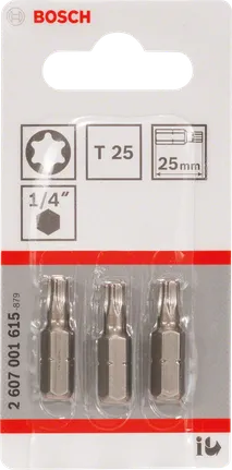 Bosch T25 25mm screwdriver bits.