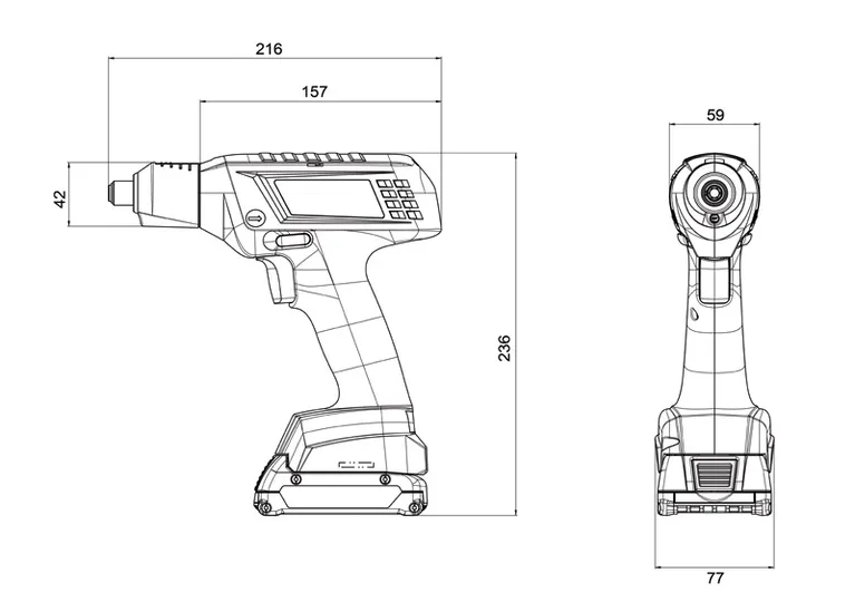 Cordless drill dimensions.