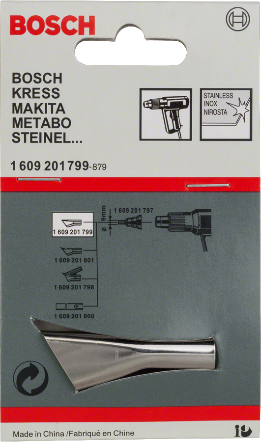 Bosch slot nozzle 10 mm for heat gun accessories.