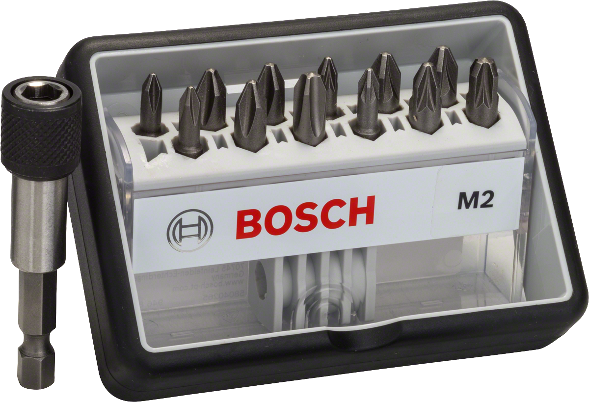 Bosch 12+1-piece Robust Line screwdriver bit set, extra hard.