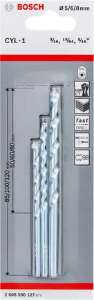 Bosch 3-piece CYL-1 masonry drill bit set 5/6/8 mm.