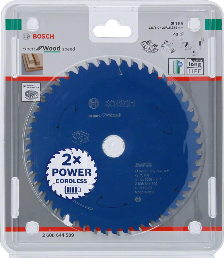 Bosch Expert for Wood circular saw blade 165 mm for cordless saws.