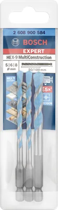 Bosch HEX-9 MultiConstruction drill bit set 5/6/8 mm.