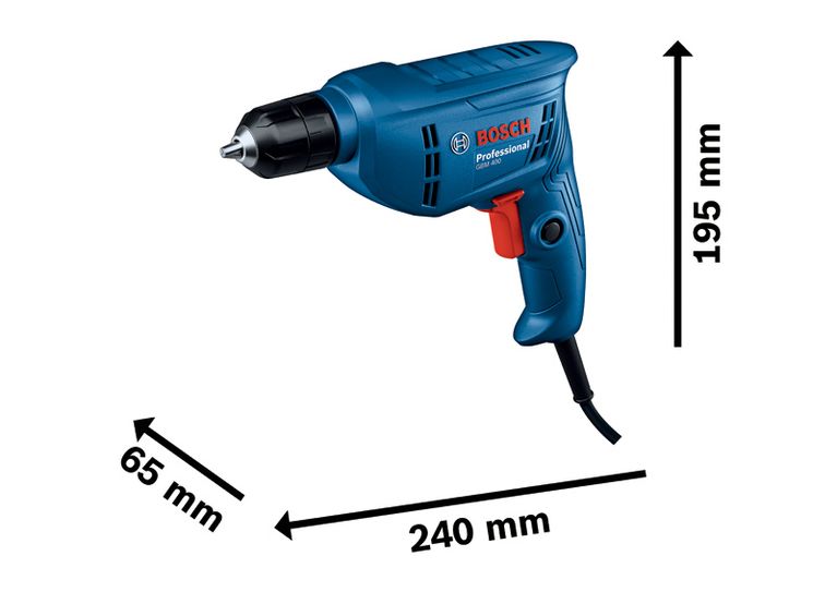 Bosch GBM 400 drill with ergonomic blue design.