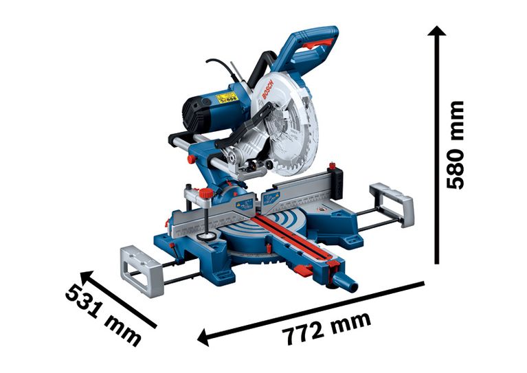 Bosch GCM 254 D mitre saw with adjustable cutting angles.