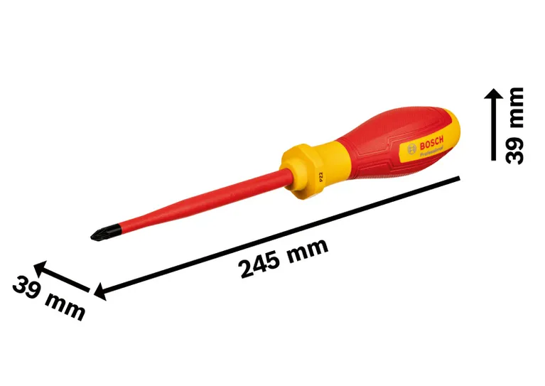 Bosch VDE screwdriver PZ2 with insulated handle.