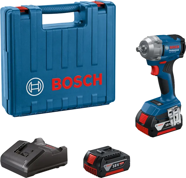 Bosch GDS 18V-350 cordless impact wrench with case.