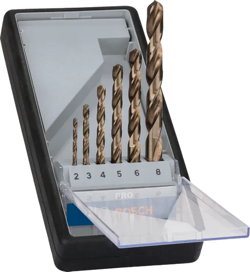 Bosch PRO stainless steel HSS-Co twist drill bit set, 6 pieces.