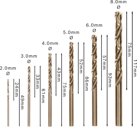 Bosch PRO HSS-Co twist drill bit set, 6 sizes.