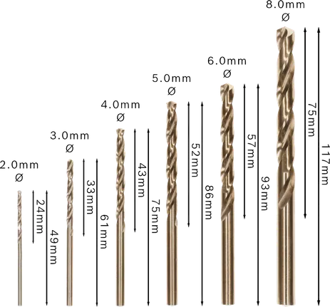 Bosch PRO HSS-Co twist drill bit set, 6 sizes.