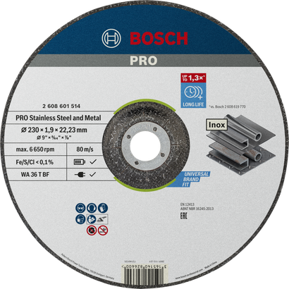 Bosch PRO Stainless Steel and Metal Cutting Disc 230mm.