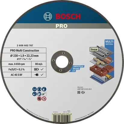 Bosch PRO Multi Material Cutting Disc 230 mm for universal use.