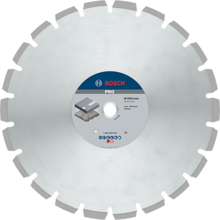 Bosch PRO Asphalt Diamond Disc 450 mm for cutting asphalt.