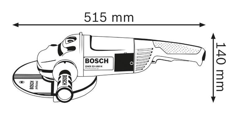 Angle grinder dimensions.