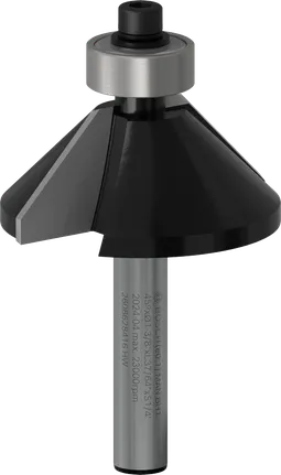 Bosch PRO Router Bit Chamfer 45 degree shank 1/4 inch.