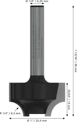 Bosch PRO Router Bit Ovolo R 1/4″ shank 1/4″.