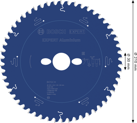 Bosch EXPERT Aluminium circular saw blade, 210 mm diameter.