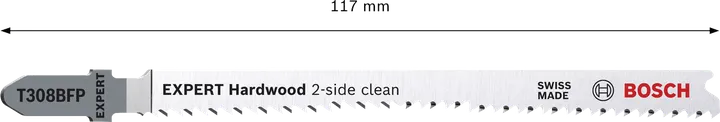 Bosch EXPERT Hardwood 2-side clean T308BFP jigsaw blade.