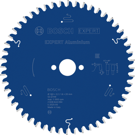 Bosch EXPERT Aluminium Circular Saw Blade 160mm T52.