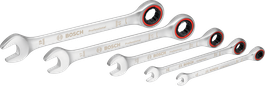 Bosch Ratchet Spanner Set 5 pcs with ring ratchet ends.