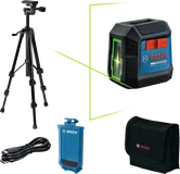 Bosch GLL 2-15 G laser leveling tool with tripod and case.