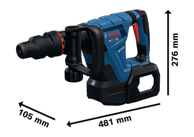 Bosch GSH 18V-5 cordless demolition hammer with SDS max, 481 mm length.