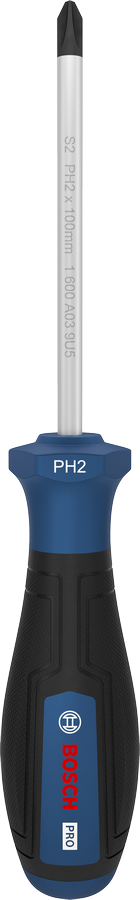 Bosch PRO Screwdriver PH2 x 100 mm with ergonomic handle.