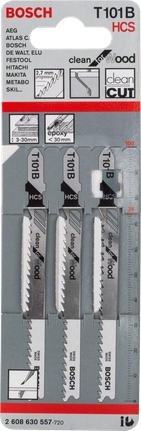 Lâminas de serra tico-tico Bosch T101B, pacote de 3.