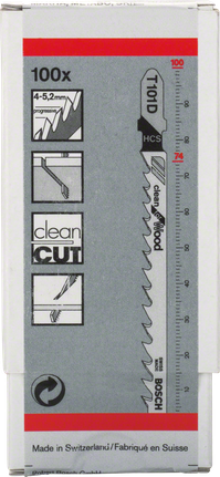 Pacote de lâminas de serra tico-tico Bosch T101D Clean para madeira.