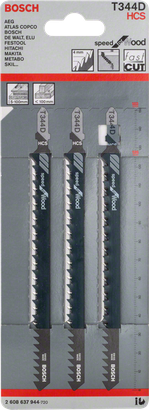 Lâminas de serra tico-tico Bosch T 344 D, pacote de 3.