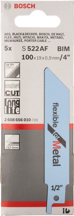Lâmina de serra alternativa Bosch S 522 AF 4″ metal.