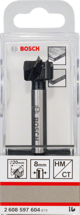 Broca para dobradiças com ponta de carboneto de tungsténio Bosch, com 20 mm de diâmetro.