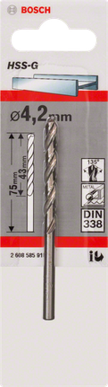 Broca para metal Bosch HSS-G de 4,2 mm.