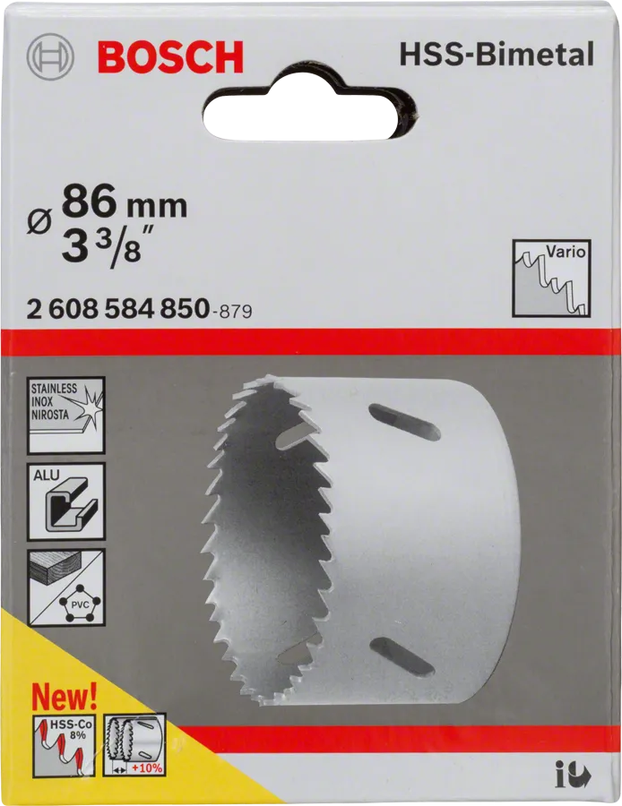 Serra copo bimetálica Bosch HSS de 86 mm para metal e PVC.