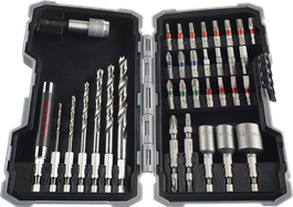 Conjunto de brocas e pontas de aparafusadora X-Line de 43 peças da Bosch .