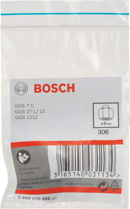 Pinça Bosch de 8 mm com porca de fixação.