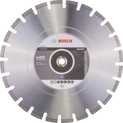Disco de corte diamantado Bosch Standard for Asphalt de 400 mm.