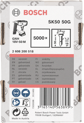 Pregos galvanizados Bosch SK50 50G 50mm 5000×.