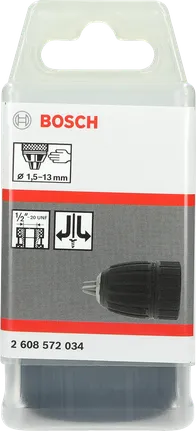 Mandril de berbequim Bosch de 1,5 a 13 mm para rosca de 1/2 polegada.