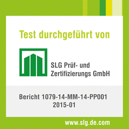 Vencedor nos testes de durabilidade média e vida útil média das escovas de carvão - certificação independente pelo instituto SLG Prüf- und Zertifizierungs GmbH.