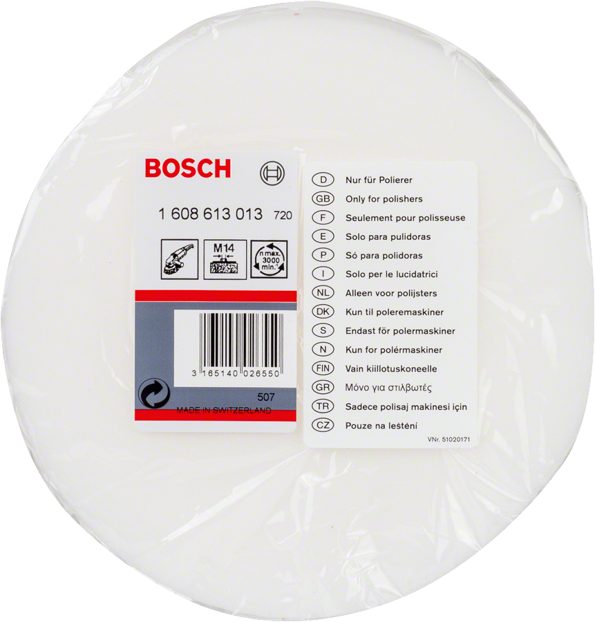 Esponja de polimento Bosch com rosca M14, com 160 mm de diâmetro.
