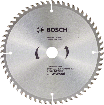 Lâmina de serra circular Bosch Eco para madeira, 60 dentes ATB.