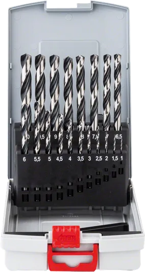 Conjunto de 19 brocas helicoidais Bosch HSS PointTeQ em caixa ProBox.