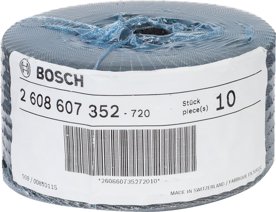 Embalagem com 10 rolos de lixa abrasiva Bosch .