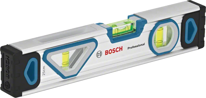 Nível de bolha Bosch de 25 cm com frascos de medição.