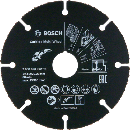 Disco de corte Bosch Carbide Multi Wheel de 115 mm para madeira, plástico, pregos, gesso.