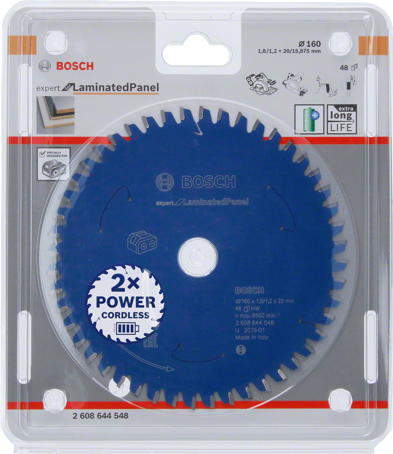 Lâmina de serra sem fio Bosch Expert para painéis laminados, 160 mm.