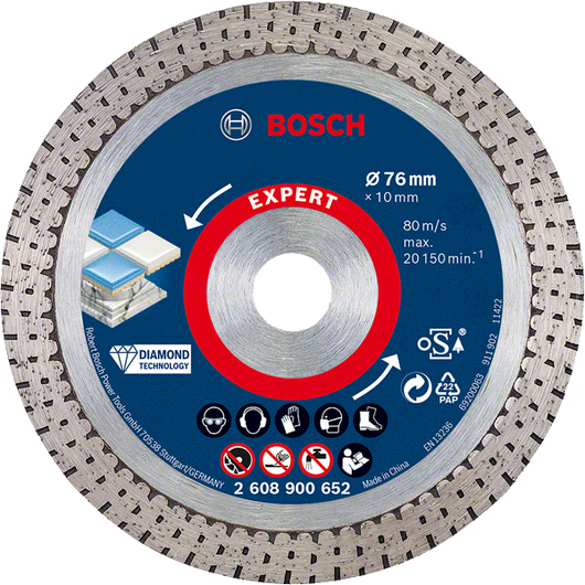 Disco de corte diamantado Bosch EXPERT HardCeramic de 76 mm.