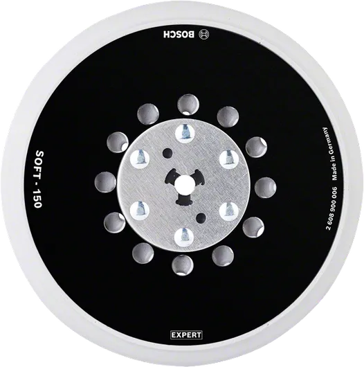 Disco de lixa multifuros universal Bosch EXPERT de 150 mm com textura macia.