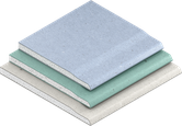 Placa de gesso cartonado.